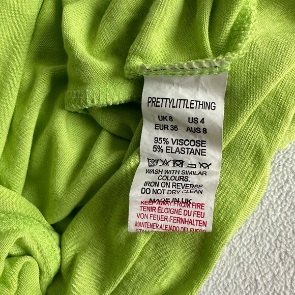 PrettyLittleThing Size 8 Summer Dress Lime Green - Picture 5 of 5